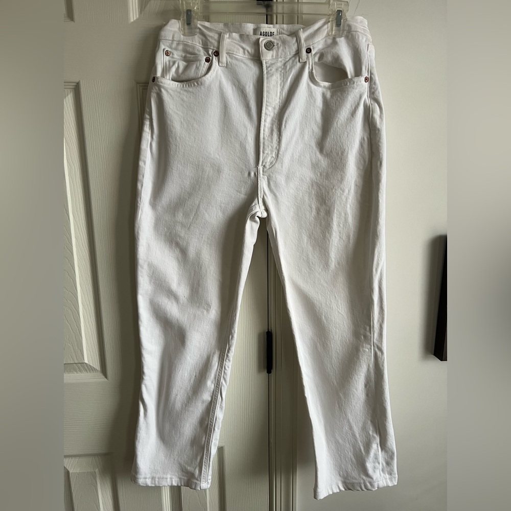AGOLDE ladies High rise Stovepipe White Jeans- 30